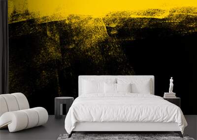 yellow and black paint  background texture with brush strokes Wall mural