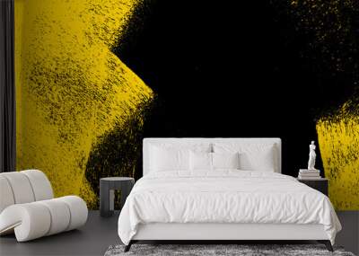 yellow and black paint  background texture with brush strokes Wall mural