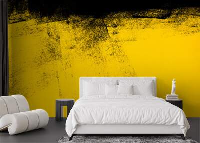 yellow and black paint  background texture with brush strokes Wall mural