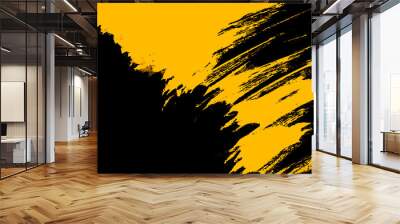 yellow and black paint background texture with brush strokes Wall mural