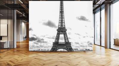 Paris, France, 09.10.2019: Eiffel Tower. Black and white photo. Vertical. Wall mural