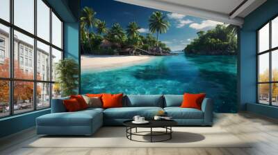 beach with palm trees Wall mural