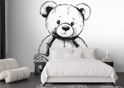 hand drawn teddy bear Wall mural