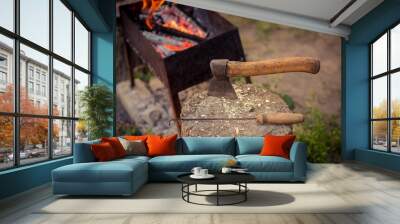 axe and firewood Wall mural