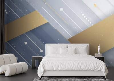 Abstract geometric background with blue and gold shapes Wall mural