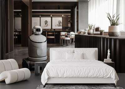 Generative AI. robot in the lobby of the hotel. new future technology, futuristic and technology concept.  Wall mural