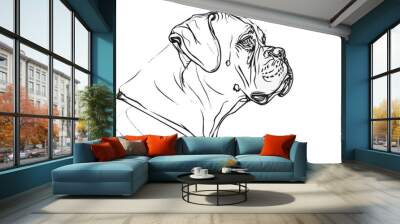 A dog is sitting on a white background Wall mural