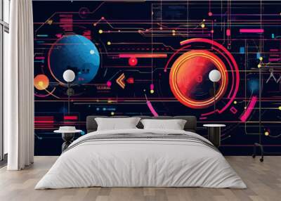 Abstract futuristic technology elements, Vector flat minimalistic isolated illustration Wall mural