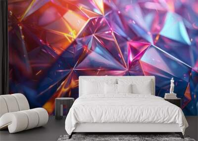 Holo geometric lattice with glowing facets, 4K hyperrealistic photo Wall mural