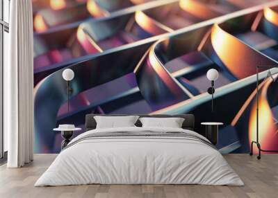 Intersecting lines creating geometric designs, 4K hyperrealistic photo Wall mural