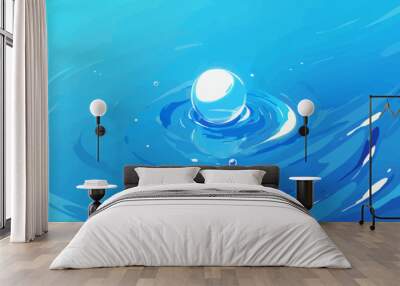 Oil droplet floating on water surface, Vector flat minimalistic isolated illustration Wall mural