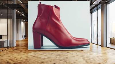 Pair of stylish ankle boots on white background, 4K hyperrealistic photo Wall mural