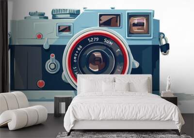 Vintage camera on a white background. Vector flat isolated Wall mural