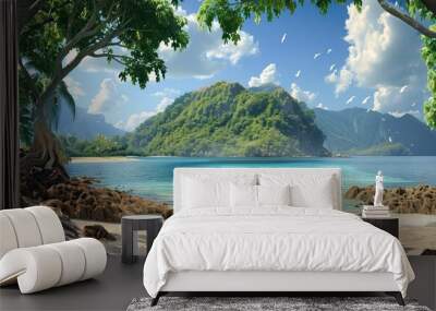 Visiting a beautiful island paradise, 4K hyperrealistic photo Wall mural