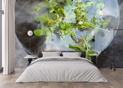 aromatic herbal tea in a cast iron cauldron
 Wall mural