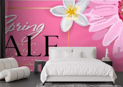 Spring sale background with a beautiful colorful flower.. Wall mural