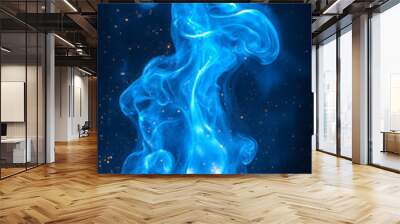 A blue flame with a lot of smoke and sparks Wall mural