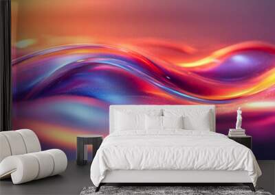 A colorful wave with a purple and blue background. The colors are bright and vibrant, creating a sense of energy and excitement. The wave appears to be moving and flowing Wall mural