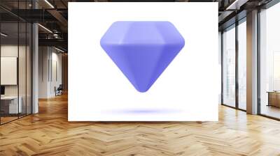 Diamond, brilliant gem. Jewelry, gift, game concept. 3d vector icon. Cartoon minimal style. Wall mural