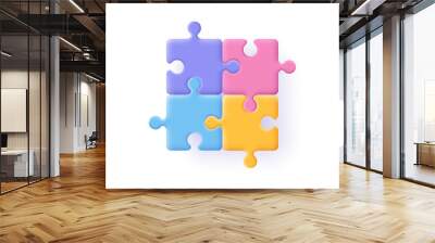 Puzzle, jigsaw, incomplete data concept. Puzzle pieces icon. 3d vector illustration. Wall mural