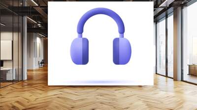 wireless headphones, over-ear headphones. audio gadget, listening audio electronic device. 3d vector Wall mural