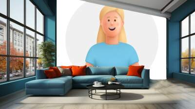 Young smiling woman with blond hair avatar. 3d vector people character illustration. Cartoon minimal style. Wall mural