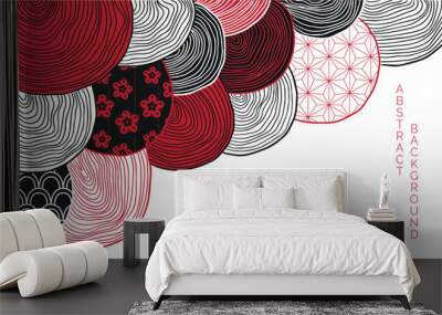 abstract japanese landscape on light background with bright colours Wall mural