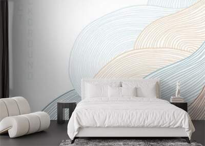 abstract japanese landscape on light background with colored lines	 Wall mural