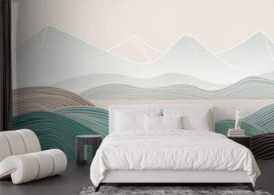 abstract japanese landscape on light background with gradient Wall mural