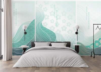 abstract japanese landscape on light background with gradient	
 Wall mural