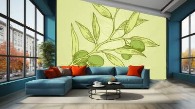 green design poster of olive branch Wall mural