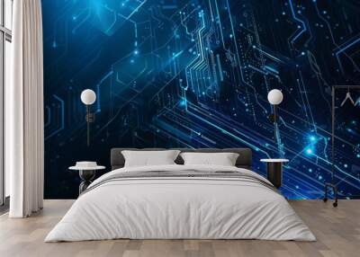 An abstract digital circuit texture pattern in an innovation concept design background Wall mural