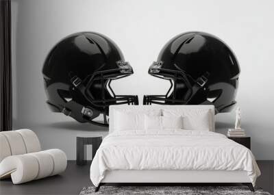 An American football helmet mockup, black and white, profile view Wall mural