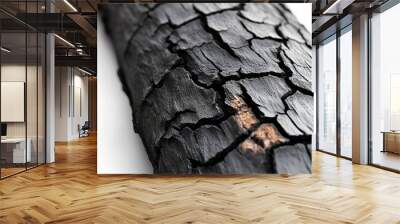 An old wood log lying horizontally on a transparent background Wall mural