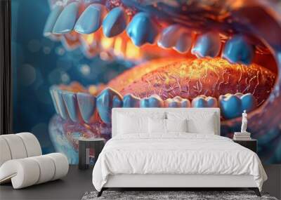 Anatomy of the human mouth illustrated as a modern illustration Wall mural