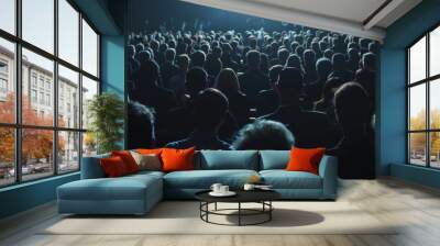 Hundreds of corporate attendees watch an innovative and inspiring keynote presentation in a dark conference hall. Wall mural