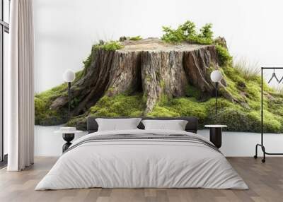 Image of a tree stump plant on a white background outside. Source: rawpixel. Wall mural