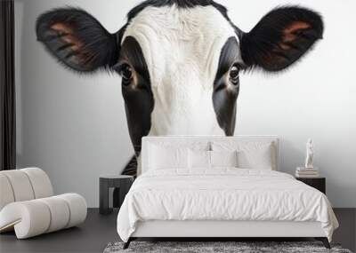 Isolated cow head close-up on white background Wall mural