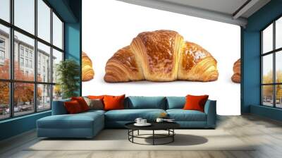 Isolated set of French croissants on a transparent background Wall mural