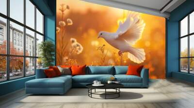 Motivational quote with inspirational meaning. Forgive others not because they deserve it, but because peace is yours. Wall mural