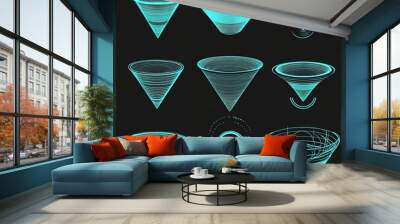 Protecting the digital data network with blue hologram huds Wall mural