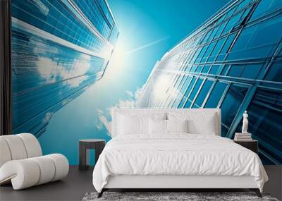 Stock image of a sparkling skyscraper business office building in a big modern city. Wall mural