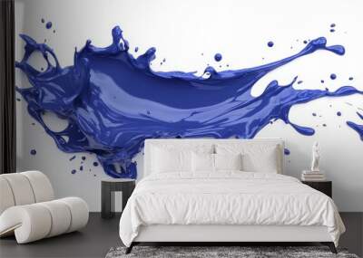 The abstract wave explosion is isolated on a white background in blue navy water splash liquid Wall mural