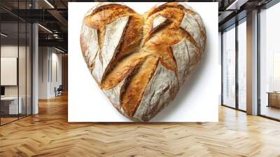 The heart-shaped bread loaf is isolated on a transparent background Wall mural