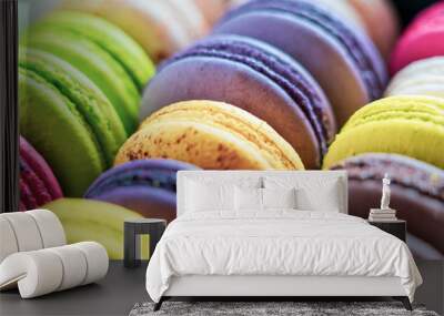 sweet French macarons cookies in a box Wall mural