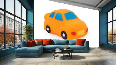 Rubber children toy car isolated on white background side view Wall mural