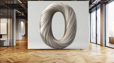 3D number 0 with hair texture realistic modern design, soft lighting, white background  Wall mural