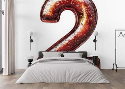 3D number 2 with cola texture realistic modern design, soft lighting, white background  Wall mural