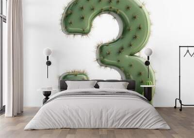 3D number 3 with cactus texture realistic modern design, soft lighting, white background.  Wall mural