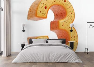 3D number 3 with orange texture realistic modern design, soft lighting, white background. Wall mural